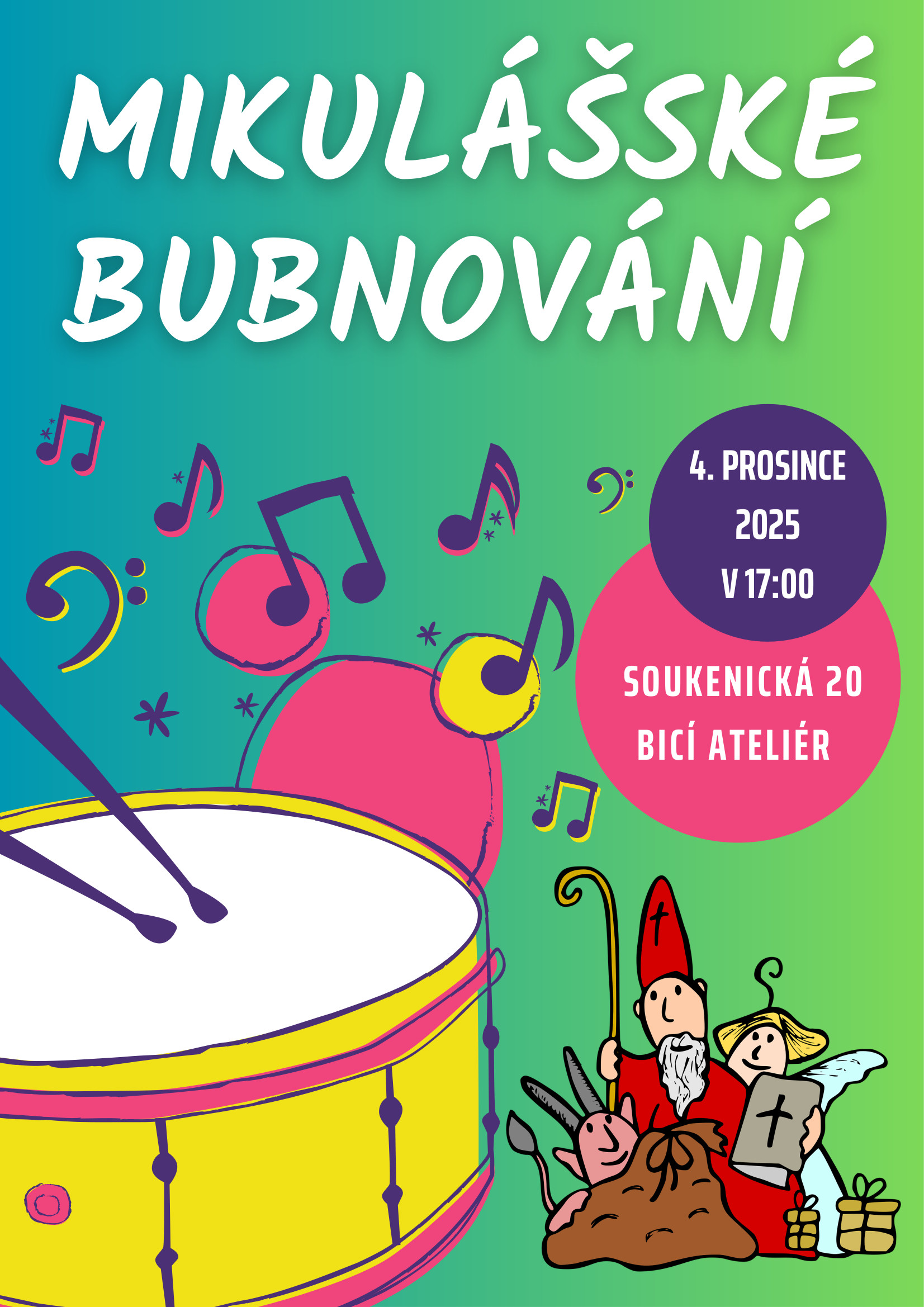 Mikulášské bubnování ve Veselé škole